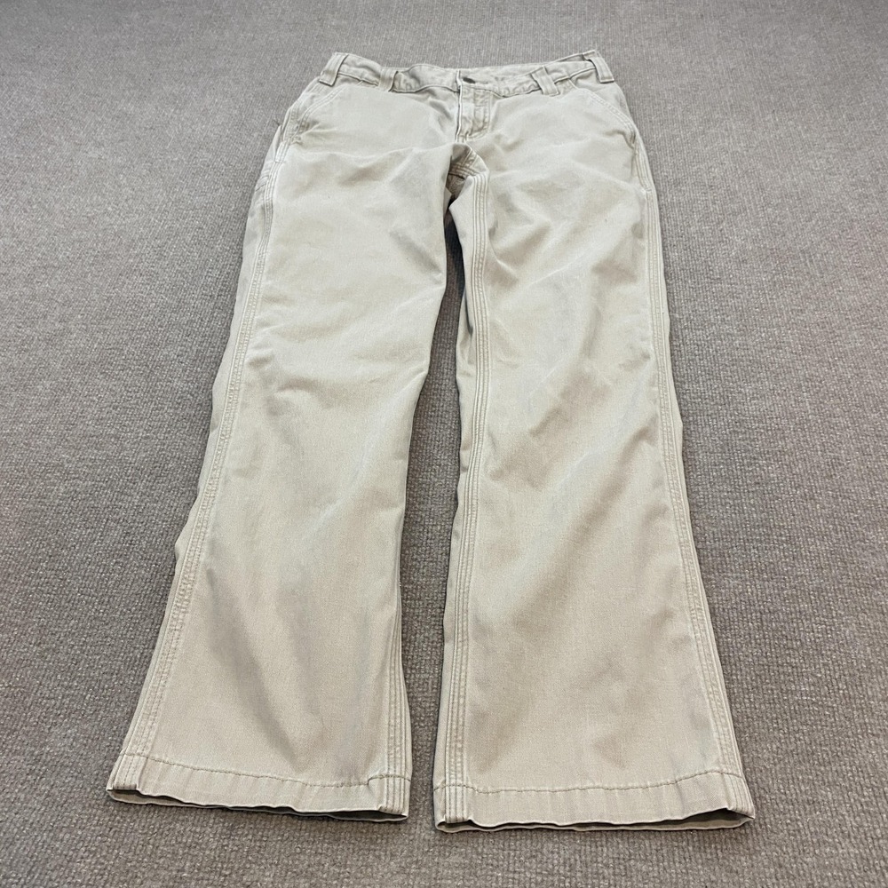 Carhartt Pants Mens 30x30 Beige Canvas Carpenter Workwear Relaxed Straight Leg